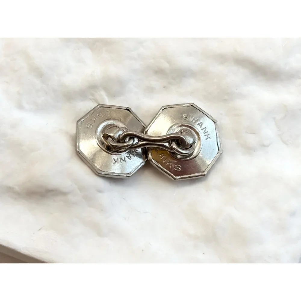 Art Deco Swank SINGLE Retro Gold Toned Round Vintage Cufflink